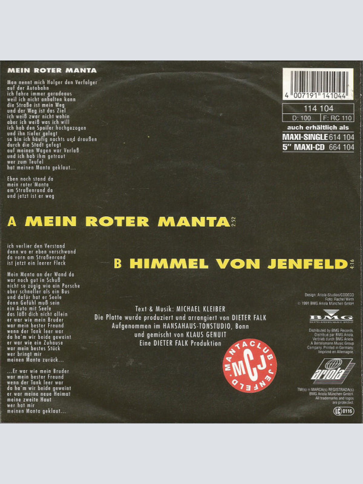 Vinyl / Michael Kleiber's "Holger"* - Mein Roter Manta