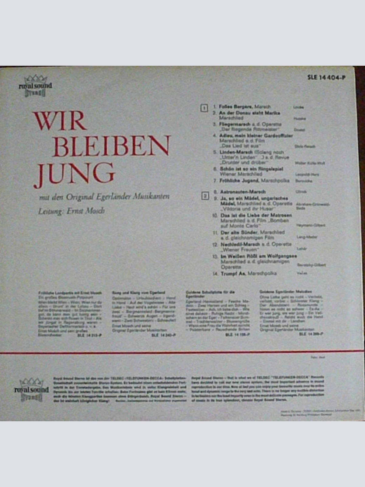 Vinyl / Ernst Mosch Und Seine Original Egerländer Musikanten - Wir Bleiben Jung (Märsche Mit Pfiff Und Schwung)