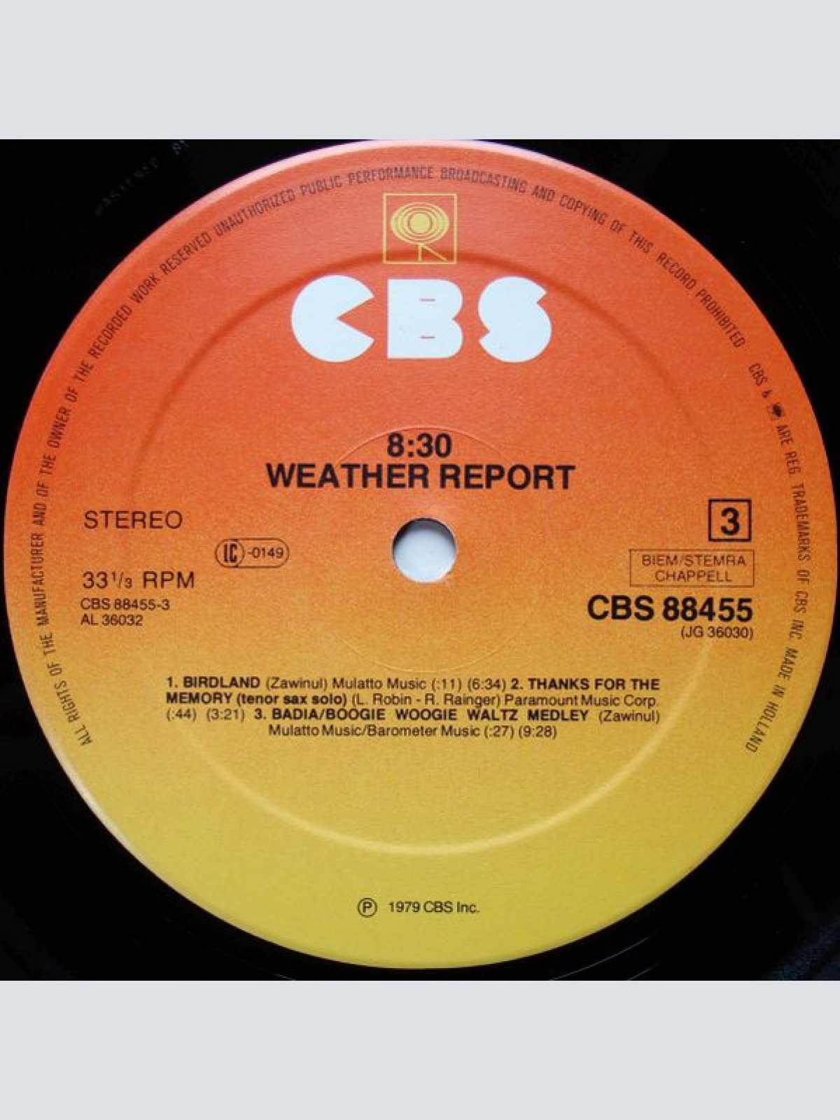 Vinyl / Weather Report - 8:30