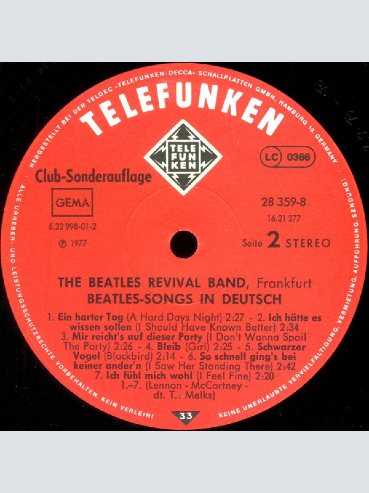 Vinyl / The Beatles Revival Band Frankfurt* - Beatles Songs In Deutsch