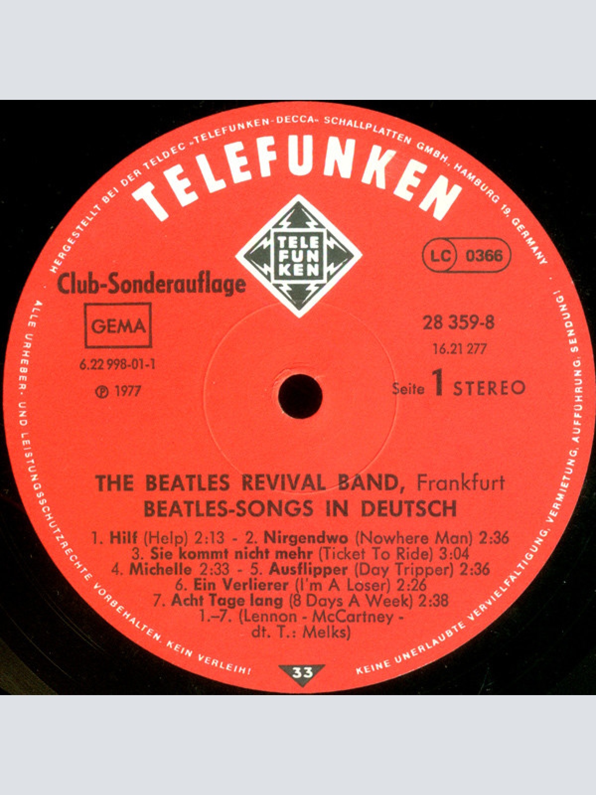 Vinyl / The Beatles Revival Band Frankfurt* - Beatles Songs In Deutsch