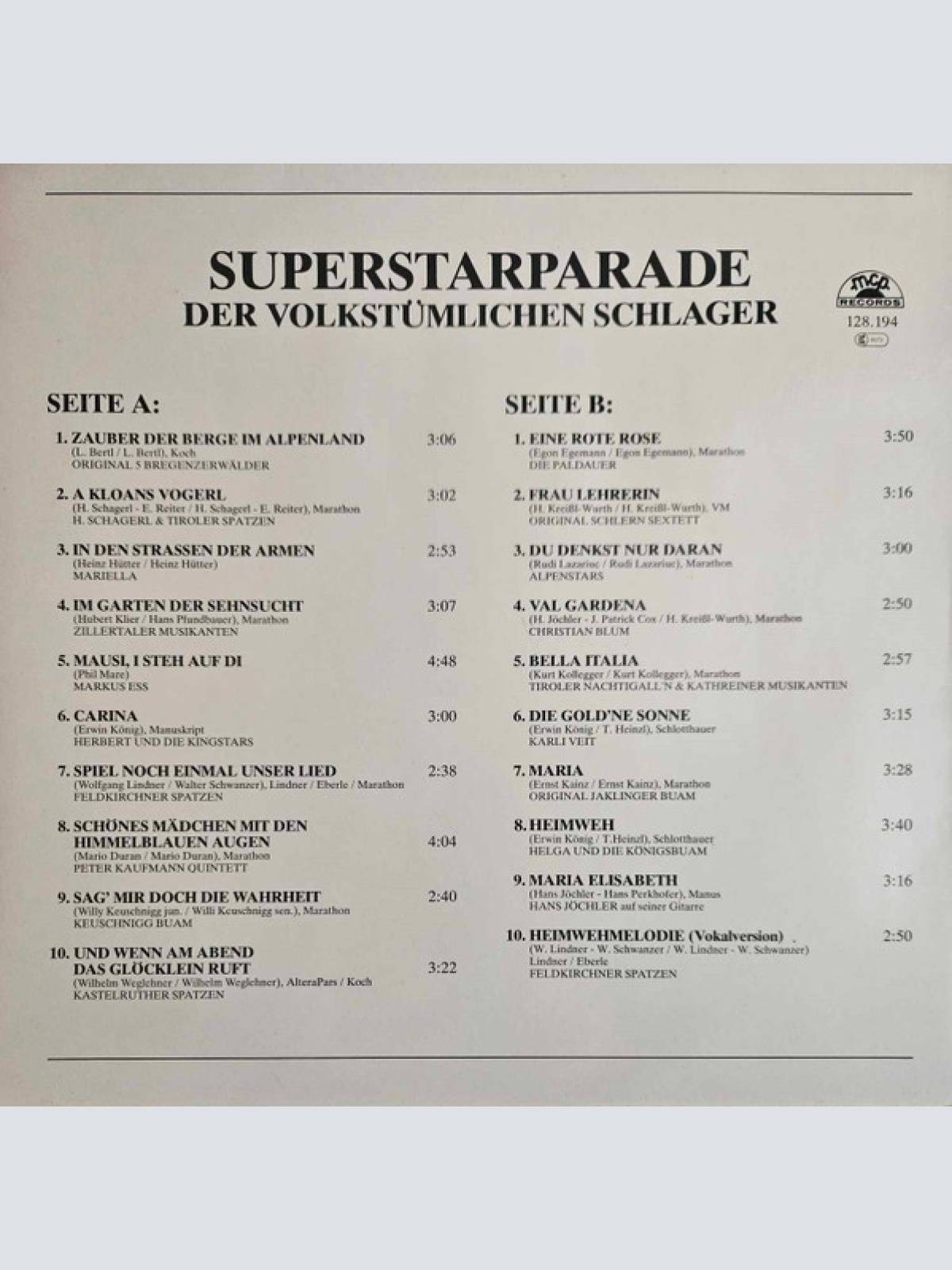 Vinyl / Various - Superstarparade Der Volkstümlichen Schlager