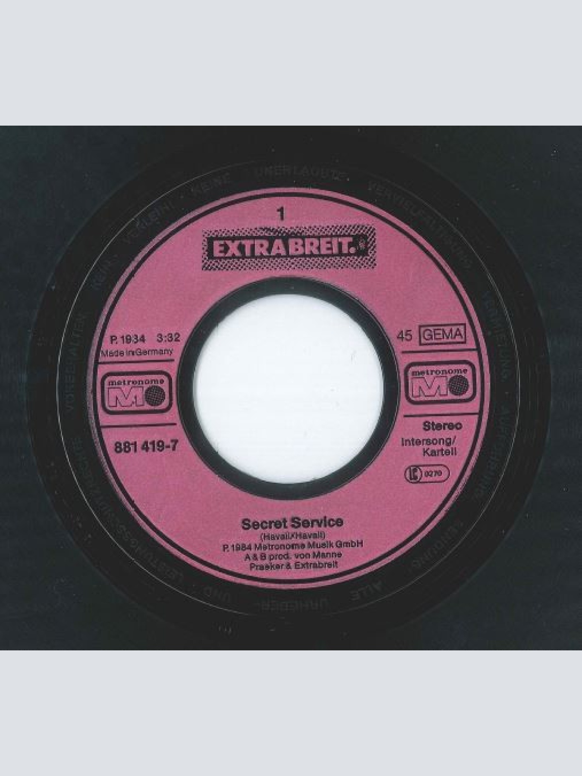 Vinyl / Extrabreit - Secret Service