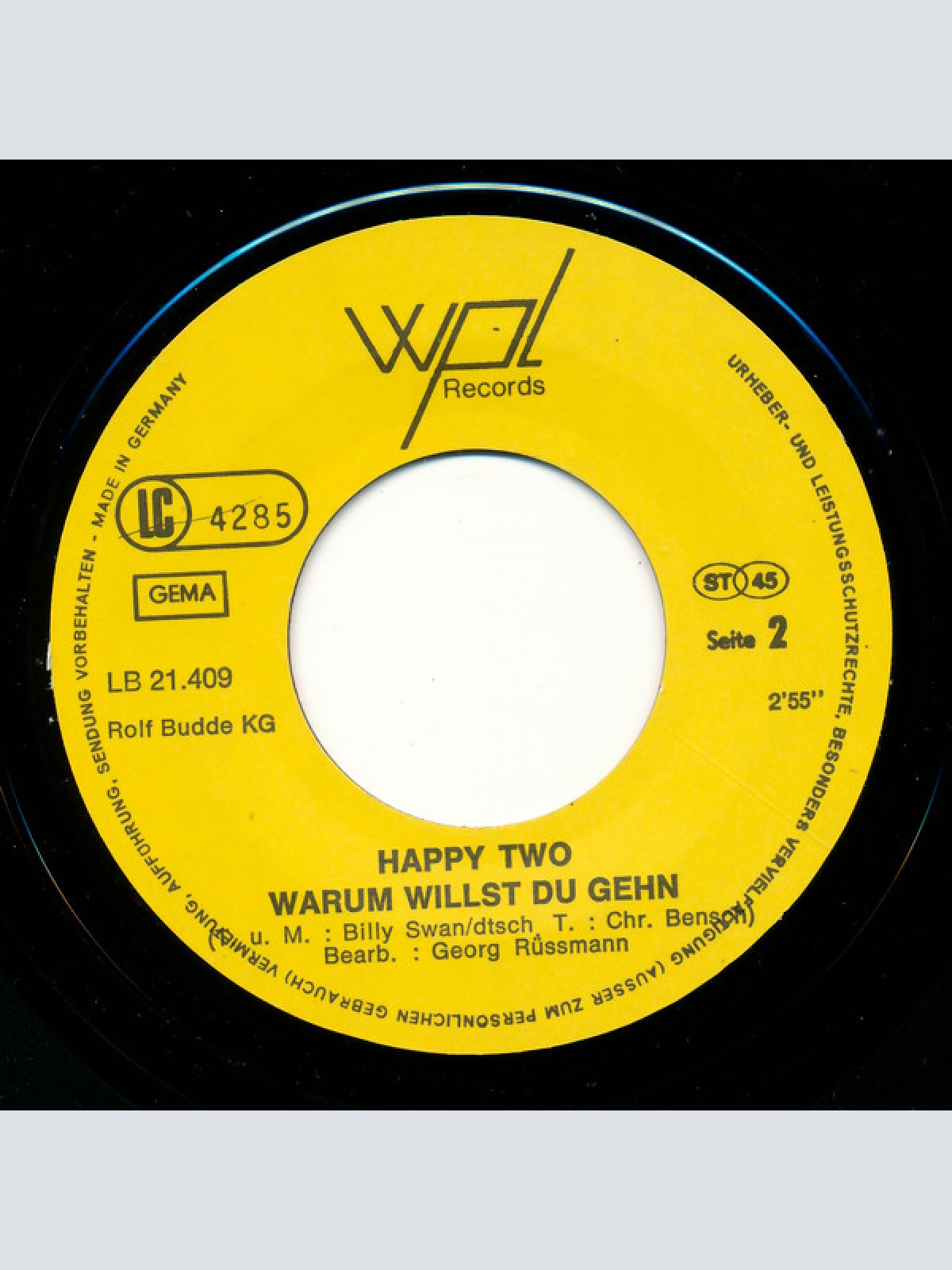 Vinyl / Happy Two - Hu-E-La La-Hu Hu / Warum Willst Du Gehn