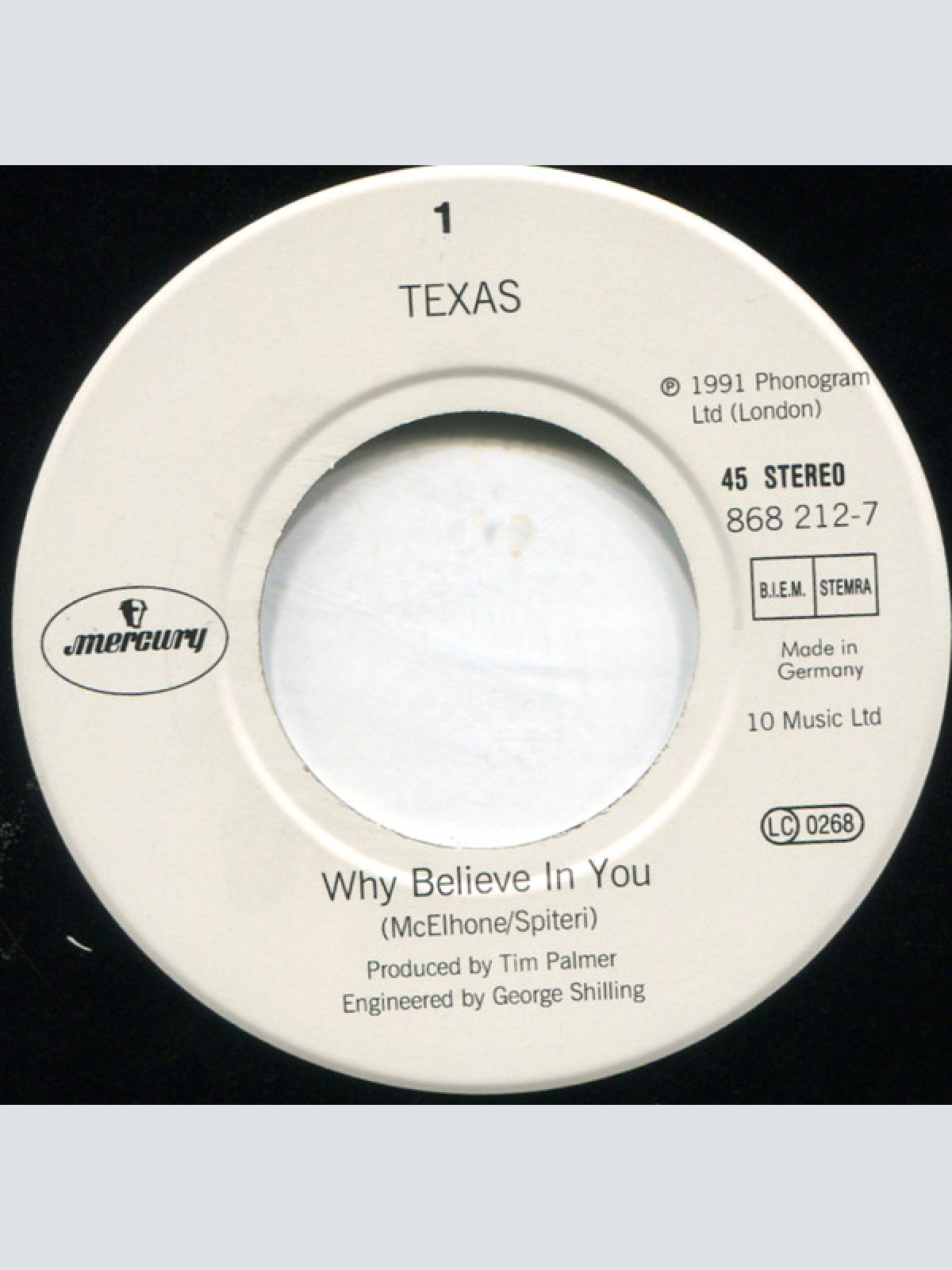 Vinyl / Texas - Why Believe In You