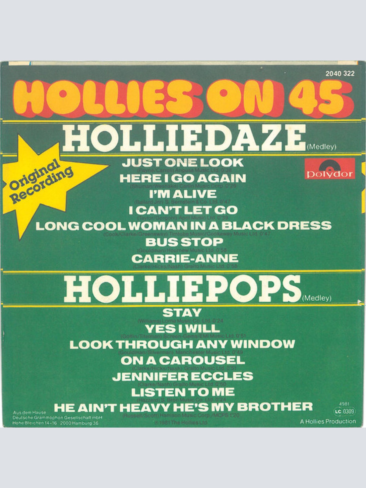 Vinyl / Hollies* - Hollies On 45