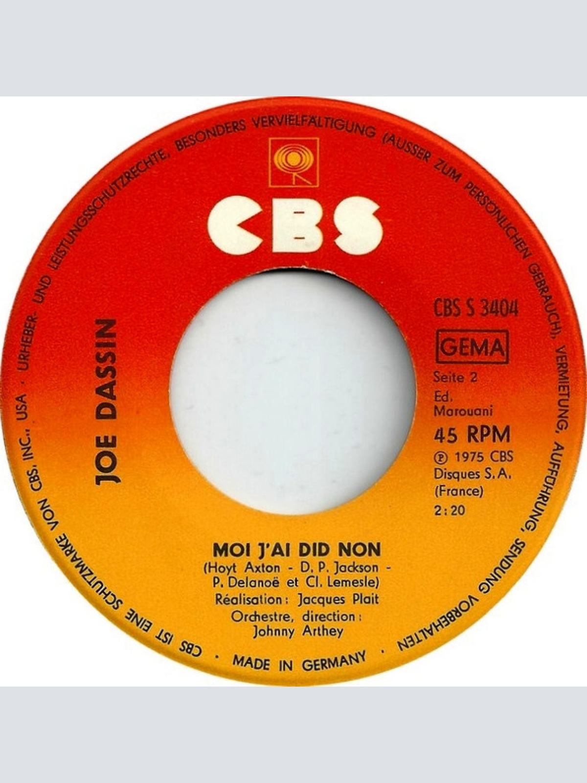 Vinyl / Joe Dassin - L'Ete Indien (Africa)