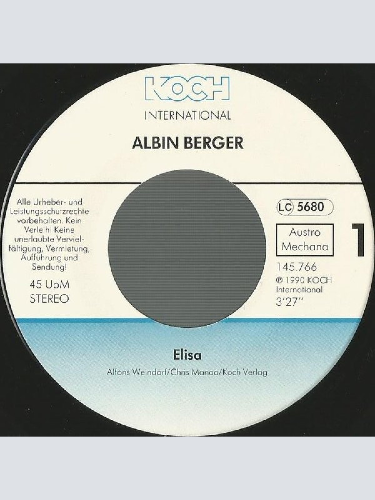 Vinyl / Albin Berger - Elisa / Ich Kann Dir Noch So Viel Geben
