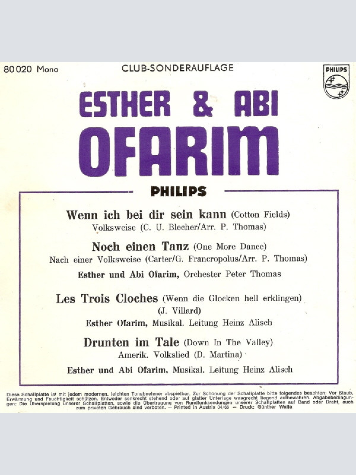 Vinyl / Esther & Abi Ofarim - Wenn Ich Bei Dir Sein Kann