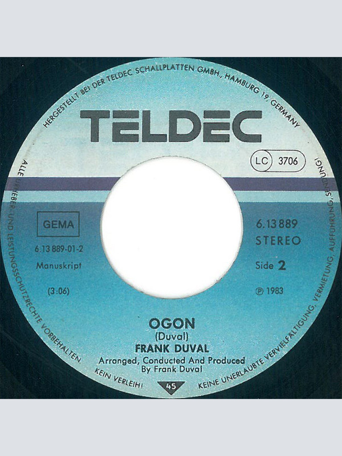 Vinyl / Frank Duval - Give Me Your Love / Ogon