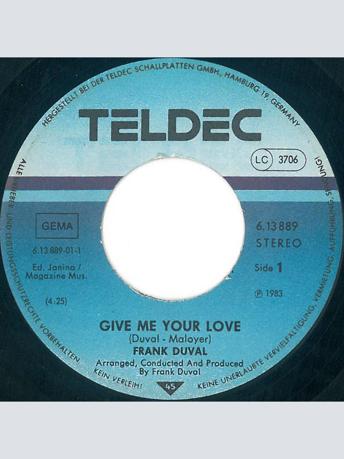 Vinyl / Frank Duval - Give Me Your Love / Ogon