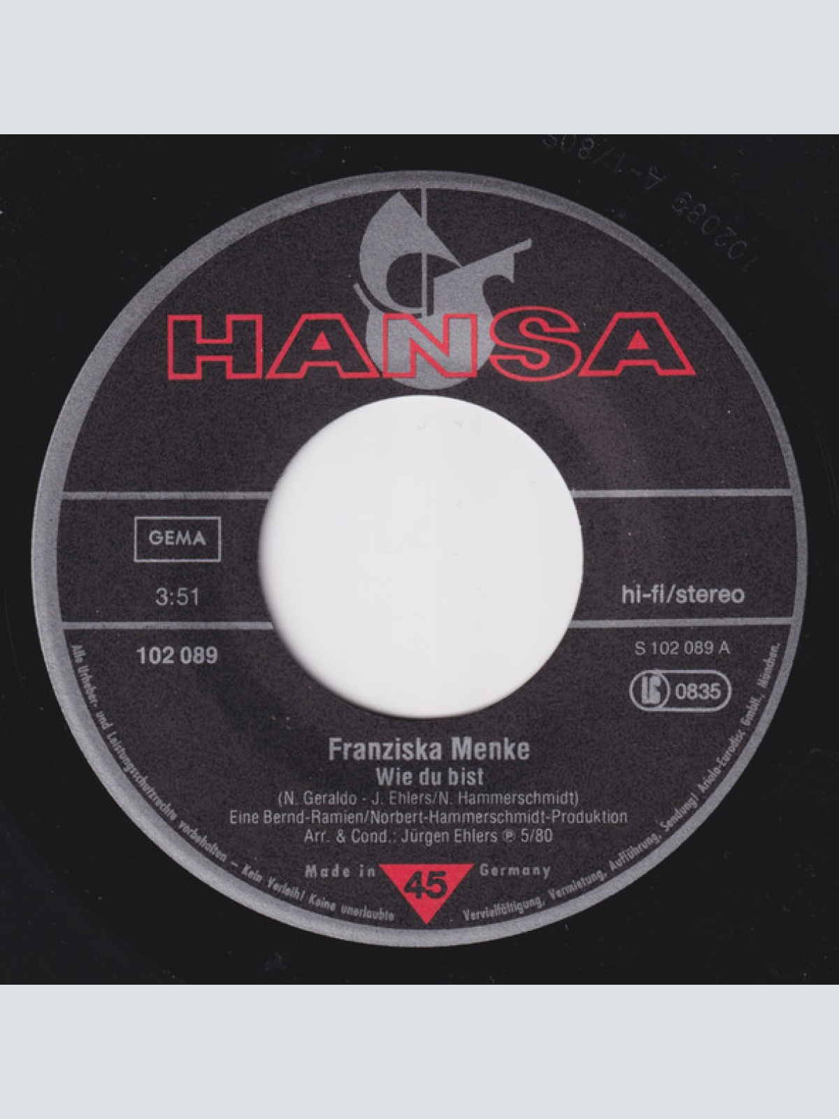 Vinyl / Franziska Menke - Wie Du Bist