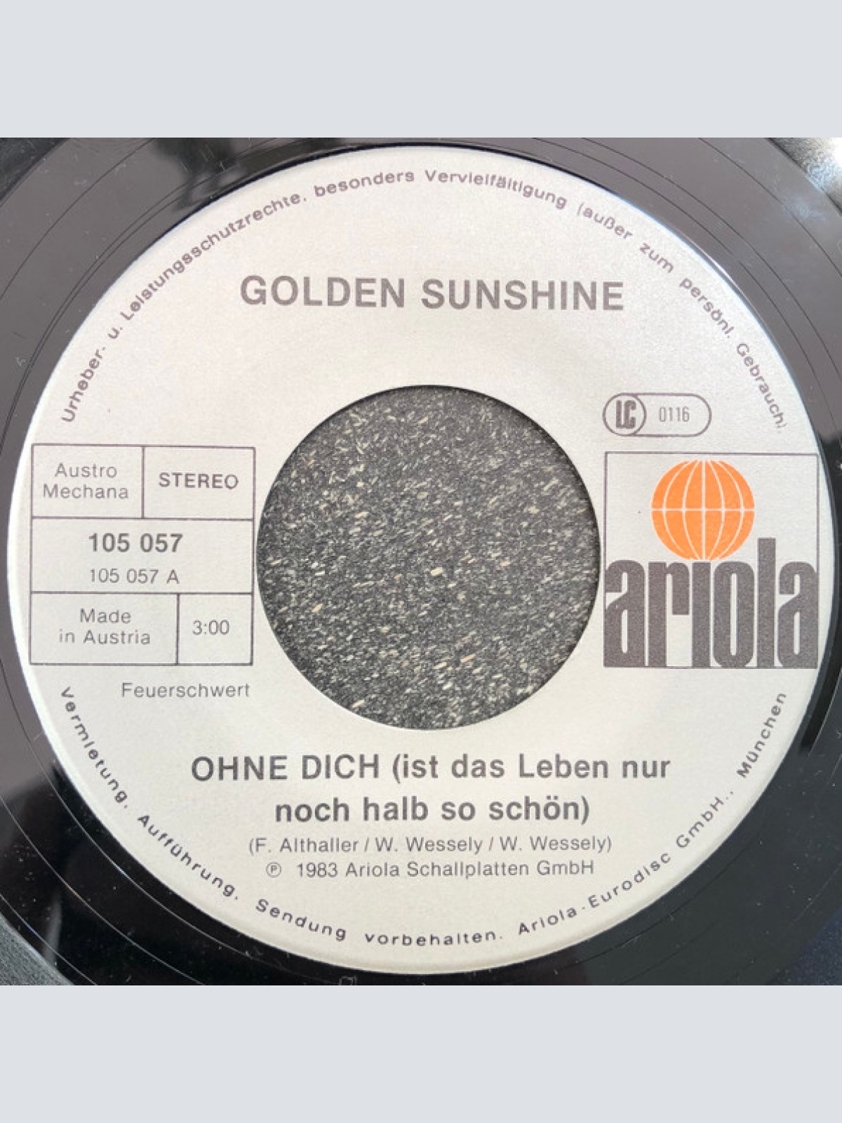 Vinyl / Golden Sunshine - Ohne Dich Ist Die Welt Nur Halb So Schön / Liebe Auf Den Ersten Blick