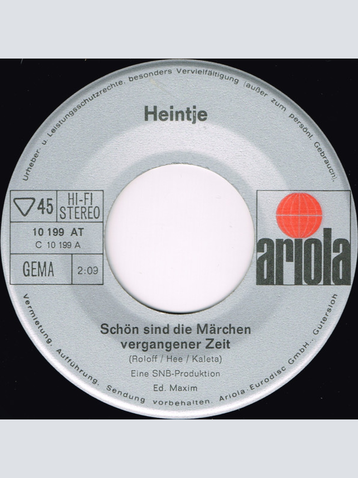 Vinyl / Heintje - Schön Sind Die Märchen Vergangener Zeit / Deine Liebe, Deine Treue