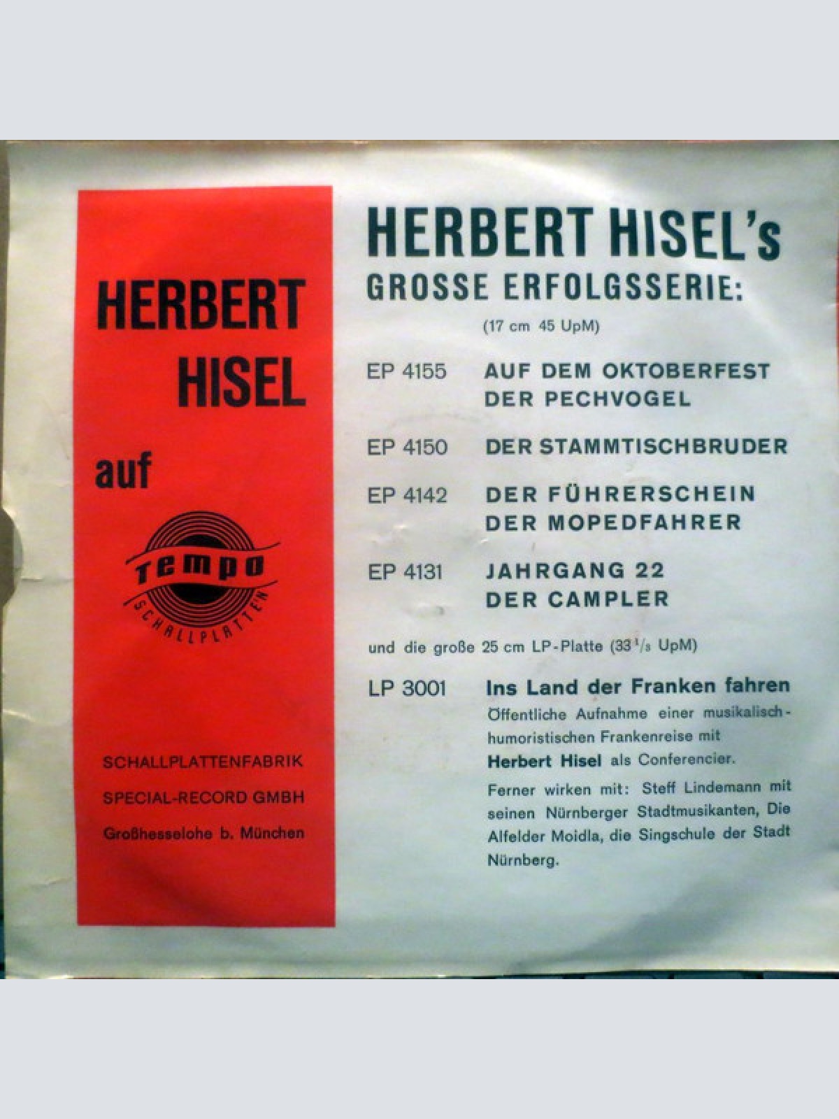 Vinyl / Herbert Hisel - Der Stammtischbruder