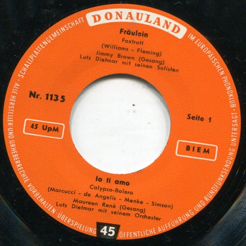 Vinyl / Jimmy Brown (3) / Maureen René / Lutz Dietmar Mit Seinem Orchester - Fräulein / Io Ti Amo / Sail Along Silv'ry Moon / Du Wirst Geliebt