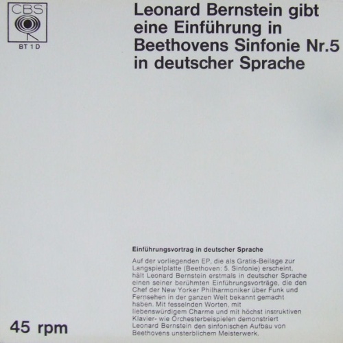 Vinyl / Leonard Bernstein - Leonard Bernstein Gibt Eine Einführung In Beethovens Sinfonie Nr. 5 In Deutscher Sprache