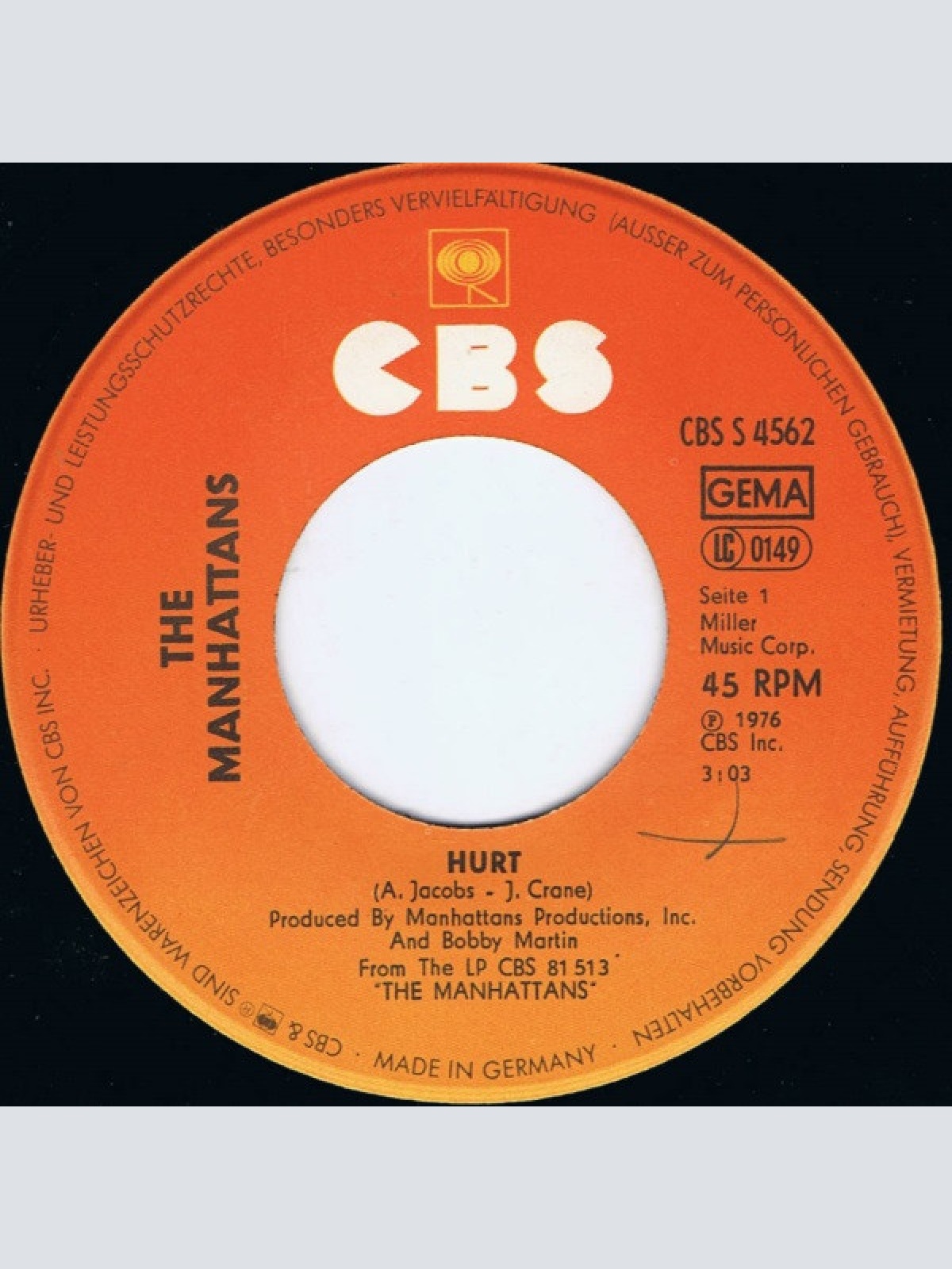 Vinyl / The Manhattans* - Hurt