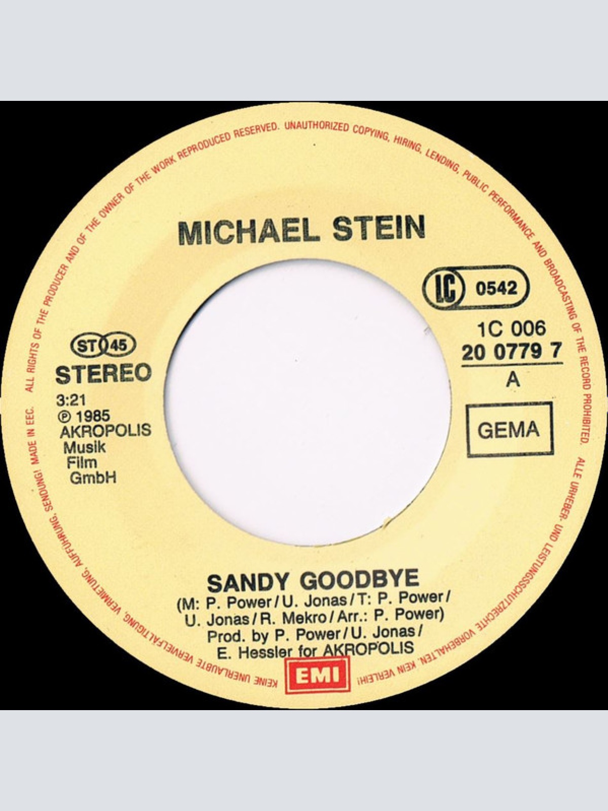 Vinyl / Michael Stein (3) - Sandy Goodbye