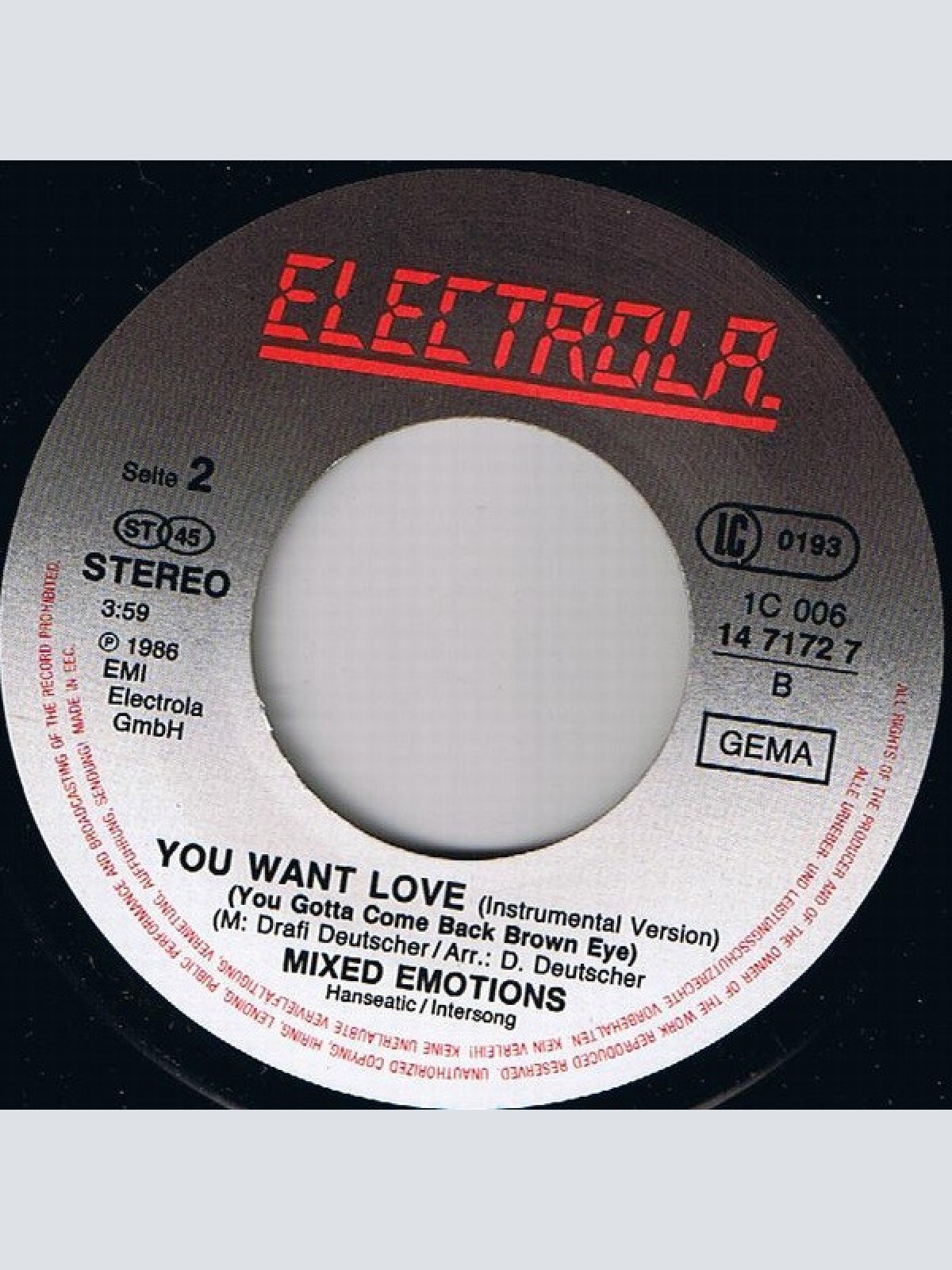 Vinyl / Mixed Emotions - You Want Love (Maria, Maria...)