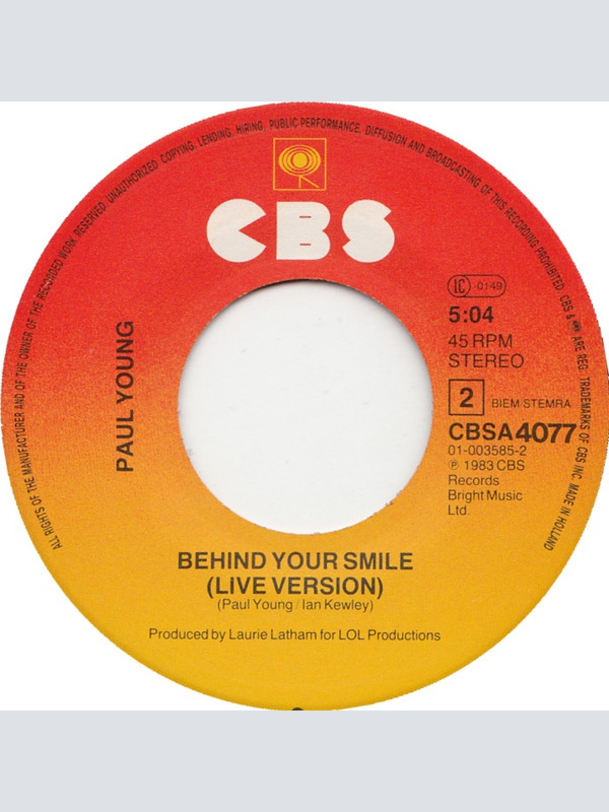 Vinyl / Paul Young - Love Of The Common People