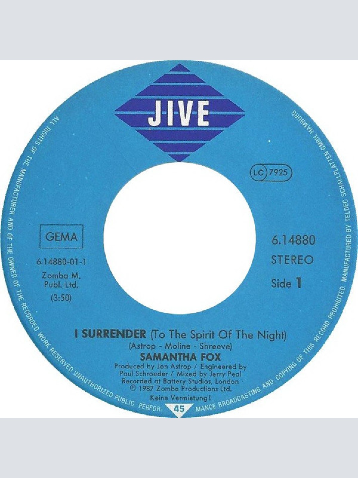 Vinyl / Samantha Fox - I Surrender (To The Spirit Of The Night)