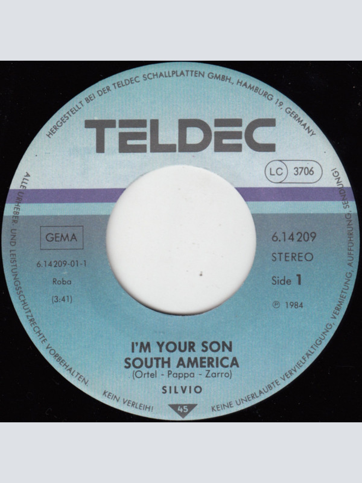 Vinyl / Silvio (3) - I'm Your Son South America / Don't Know What To Do