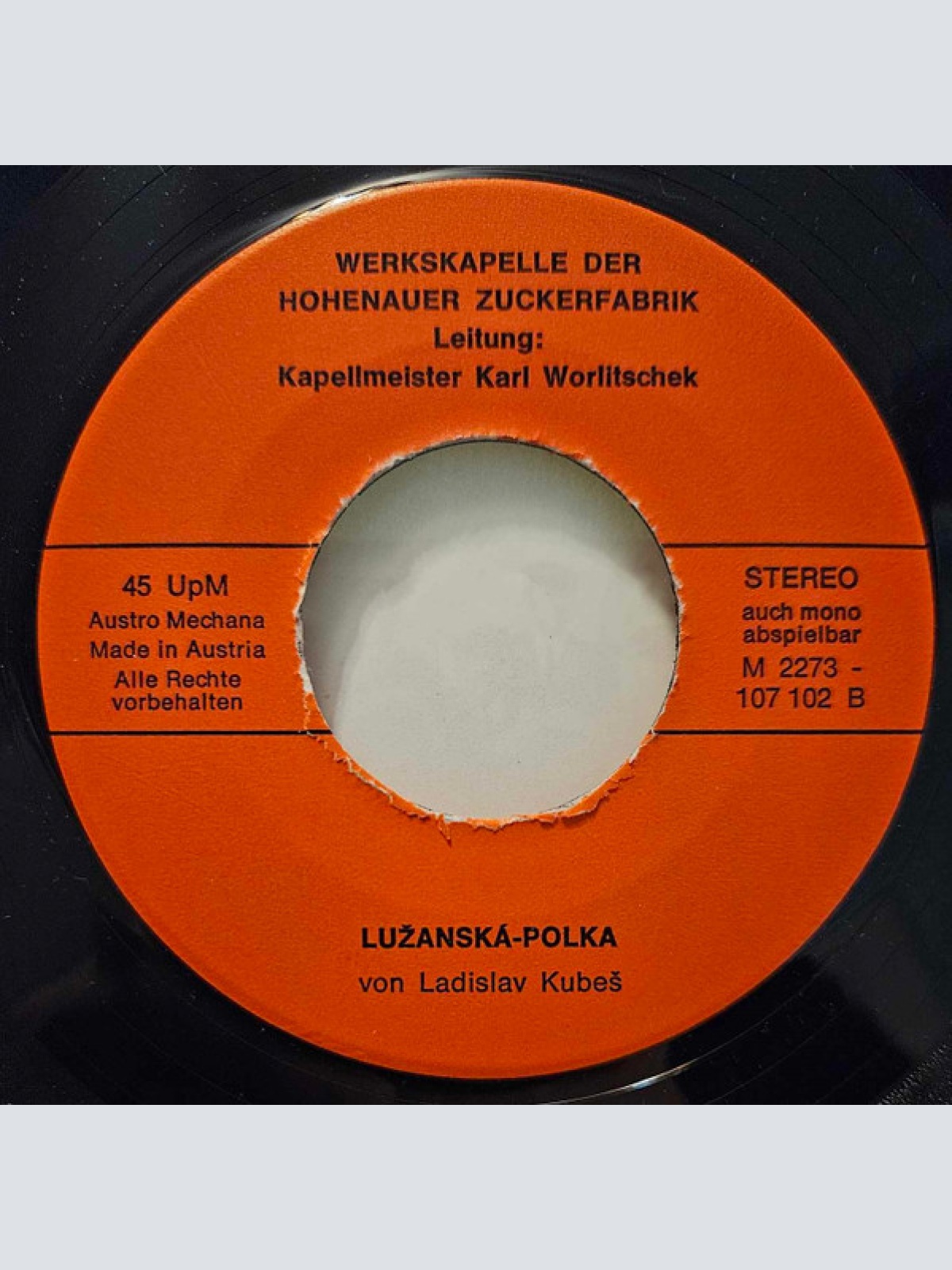 Vinyl / Werkskapelle Der Zuckerfabrik Hohenau Leitung: Kapellmeister Karl Worlitschek - Hedvicka Polka / Luzanska Polka
