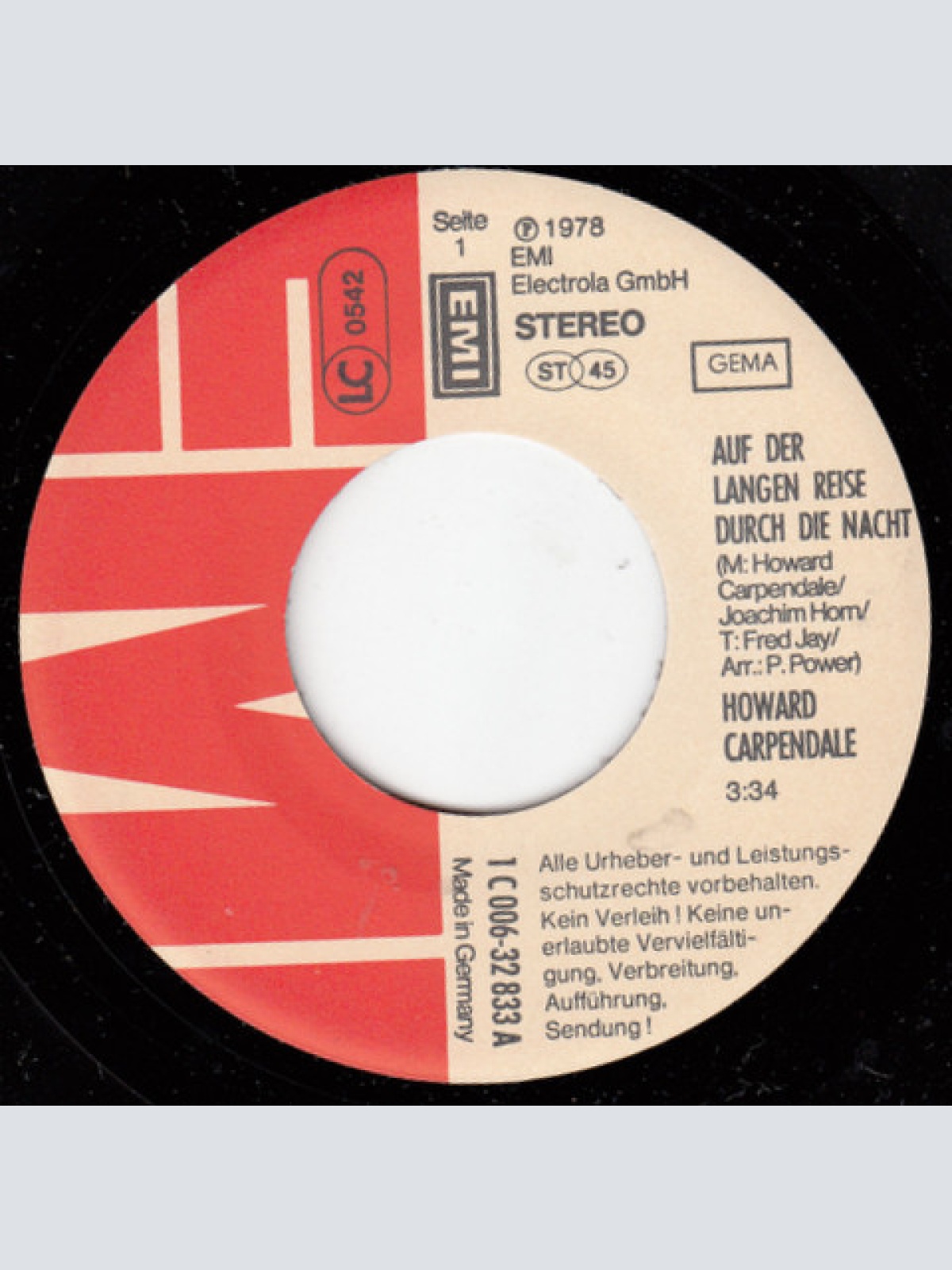 Vinyl / Howard Carpendale - Auf Der Langen Reise Durch Die Nacht