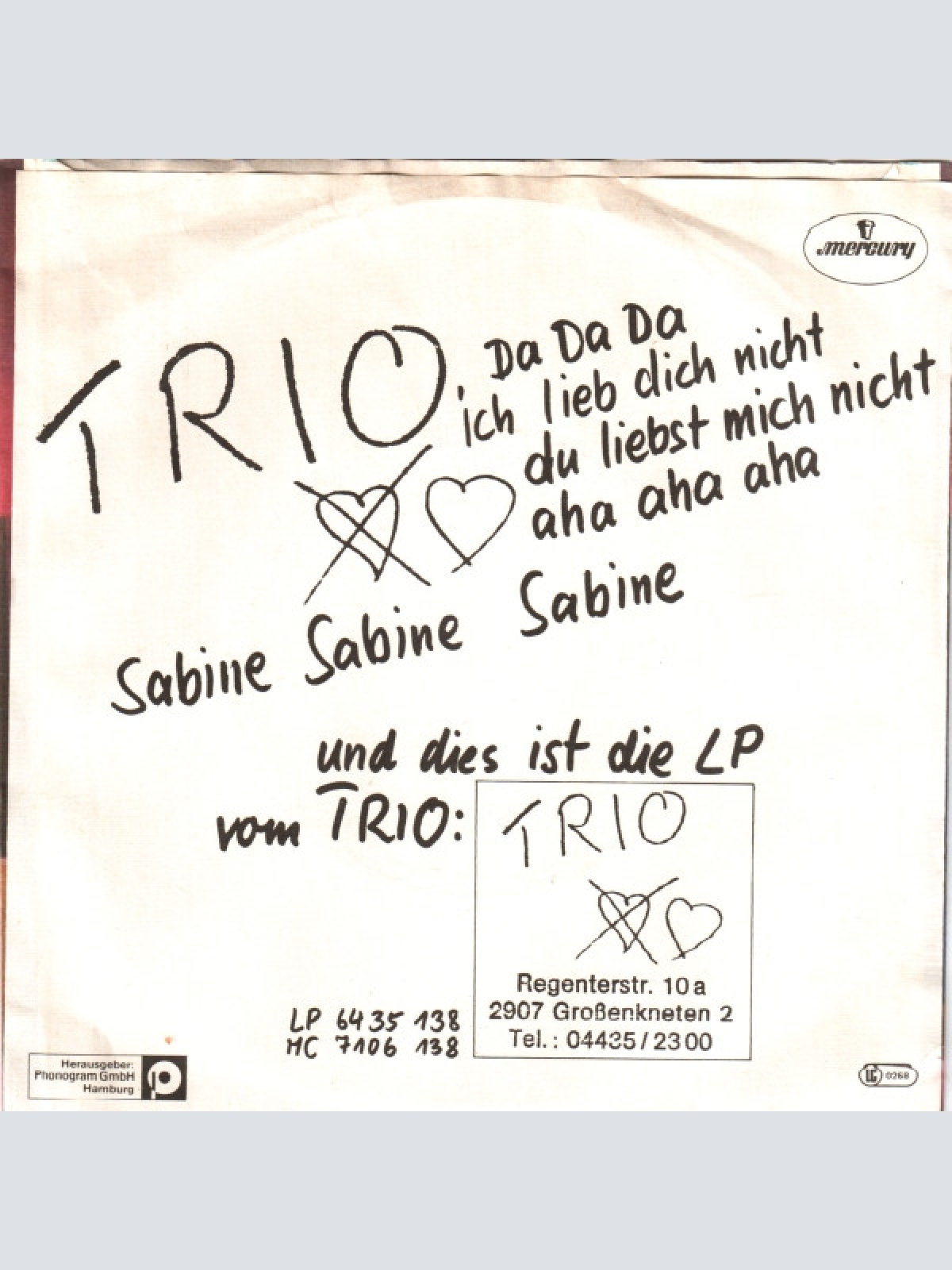 Vinyl / Trio - Da Da Da Ich Lieb Dich Nicht Du Liebst Mich Nicht Aha Aha Aha