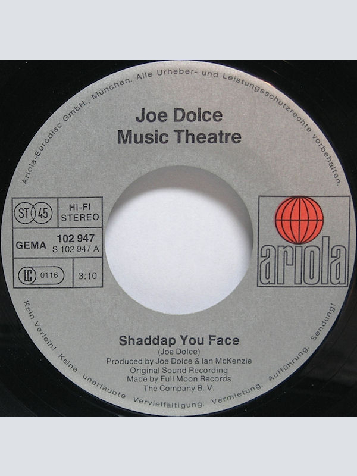 Vinyl / Joe Dolce Music Theatre - Shaddap You Face