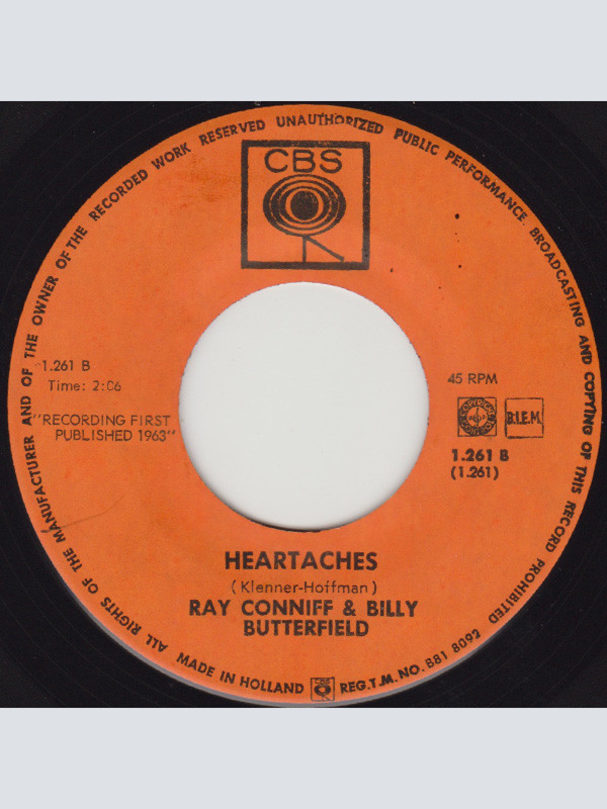 Vinyl / Ray Conniff & Billy Butterfield - Just Kiddin' Around / Heartaches