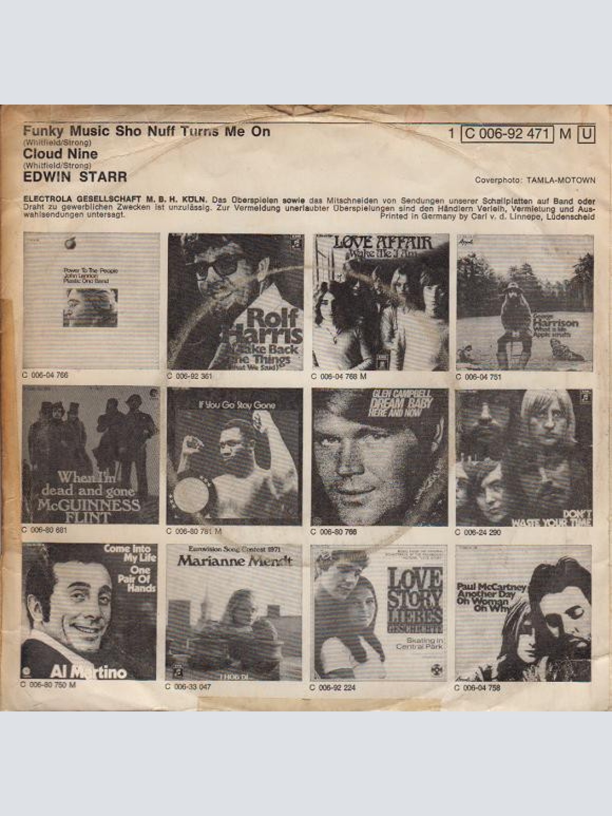 Vinyl / Edwin Starr - Funky Music Sho Nuff Turns Me On