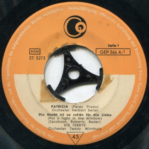 Vinyl / Die Terrys* - Patricia / Die Nacht Ist So Schön Für Die Liebe / Nur In Portofino / Lollipop