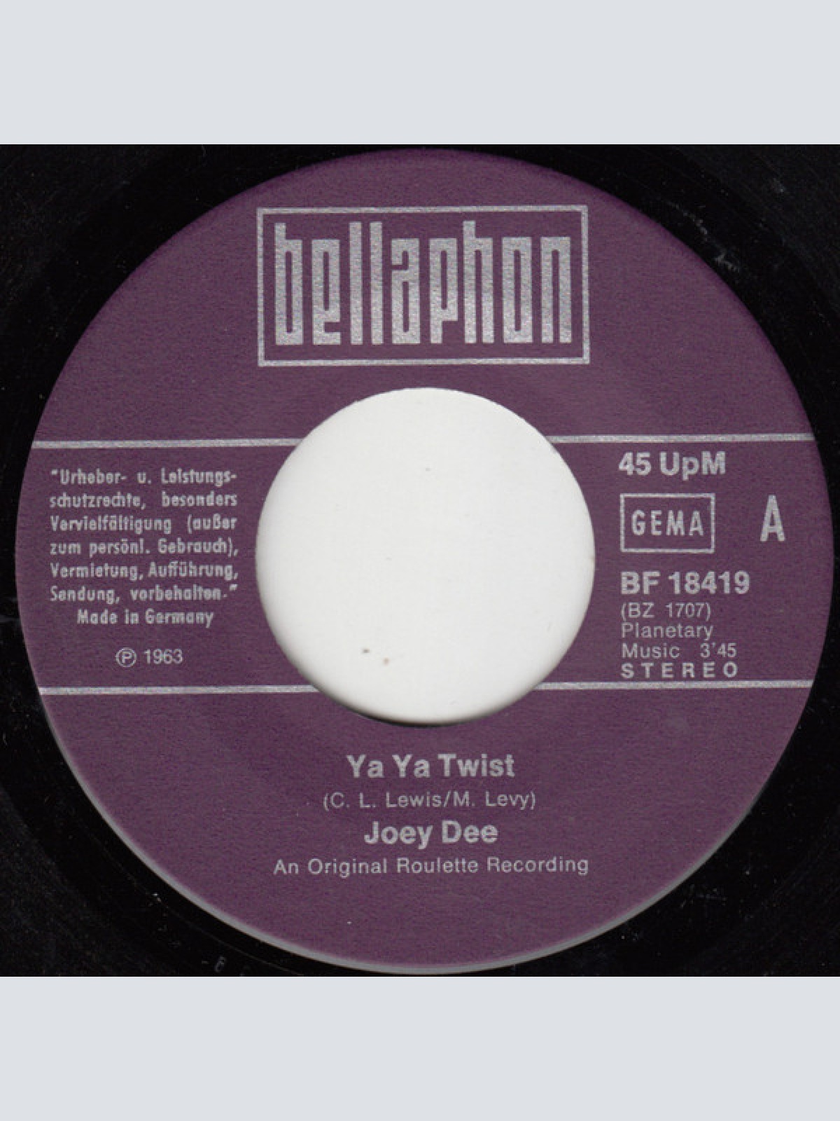 Vinyl / Joey Dee - YaYa Twist