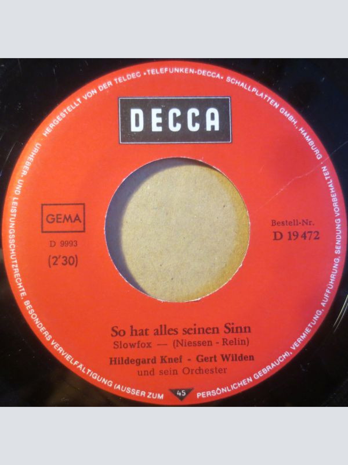 Vinyl / Hildegard Knef - Eins Und Eins, Das Macht Zwei / So Hat Alles Seinen Sinn