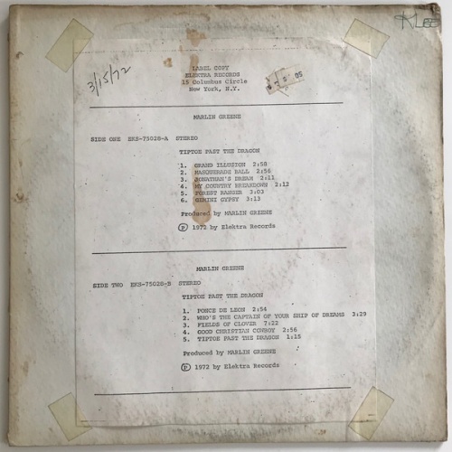 Vinyl / Marlin Greene - Tiptoe Past The Dragon