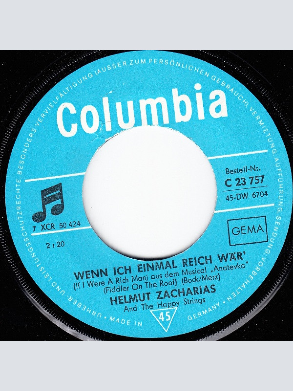 Vinyl / Helmut Zacharias And The Happy Strings - Wenn Ich Einmal Reich Wär' / Anatevka