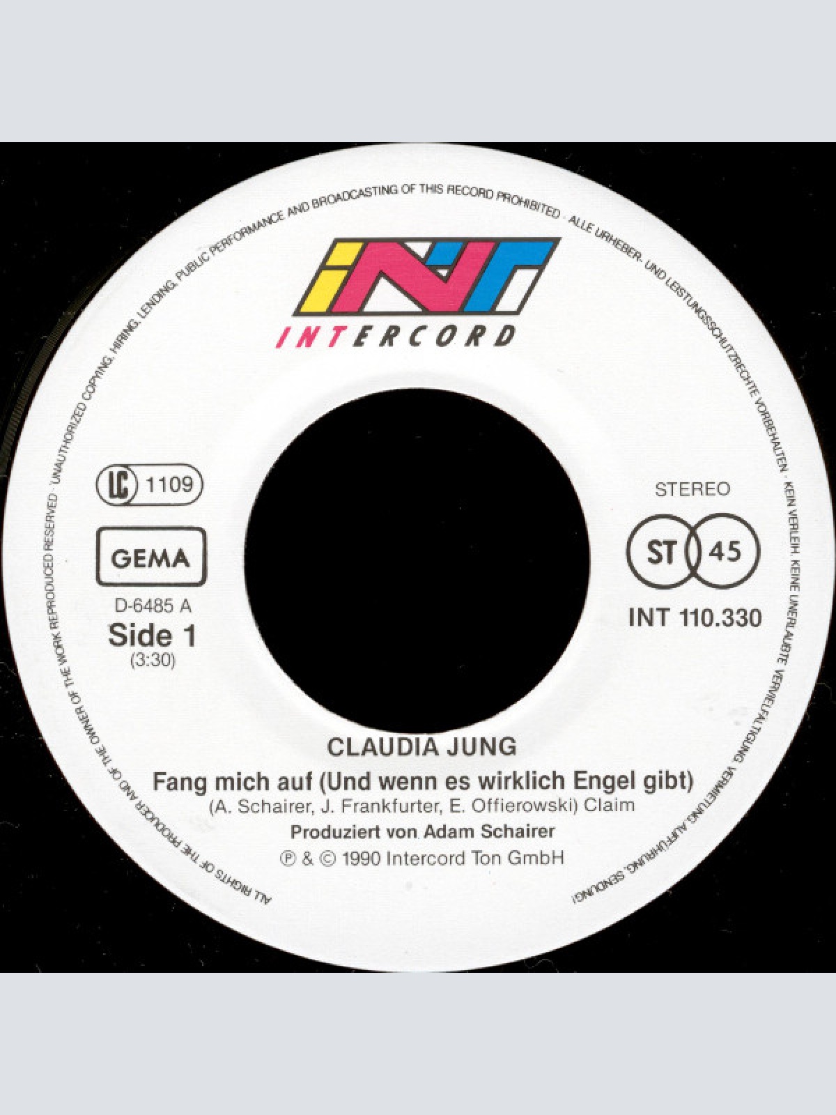 Vinyl / Claudia Jung - Fang Mich Auf (Und Wenn Es Wirklich Engel Gibt)