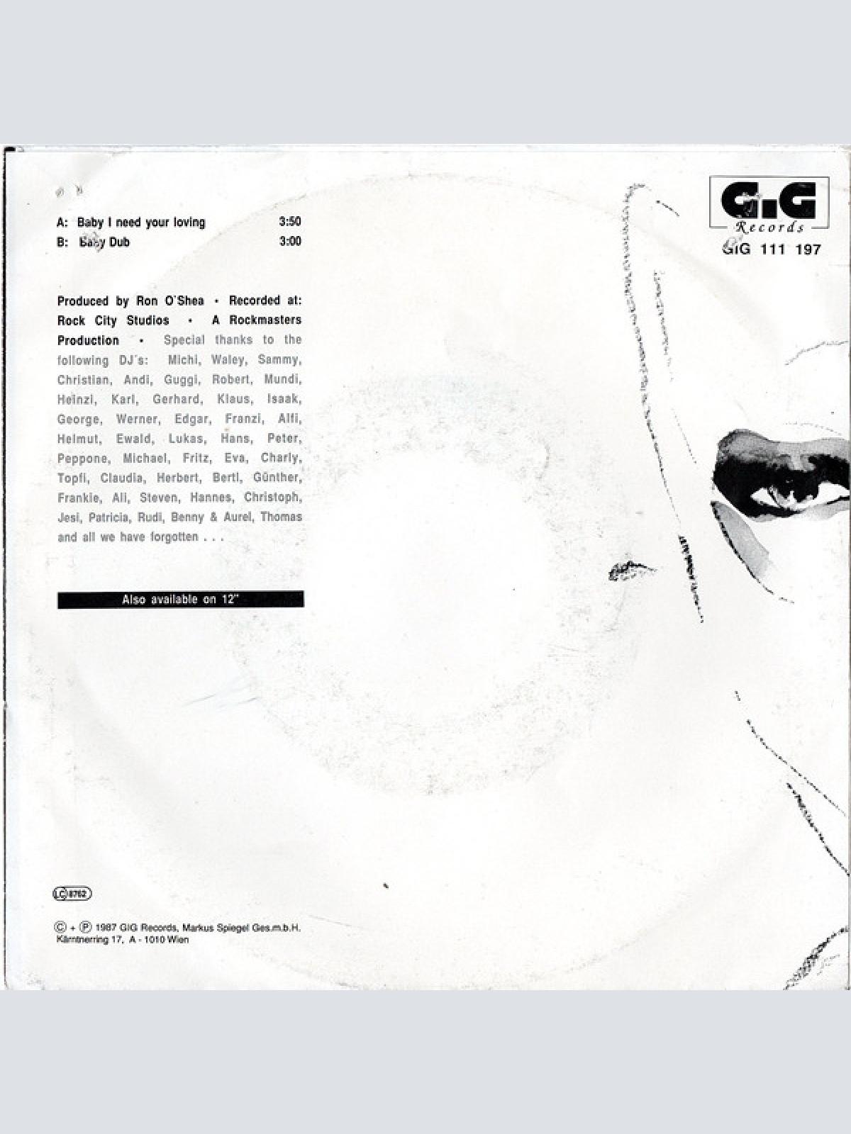 Vinyl / Charles Augins - Baby I Need Your Loving