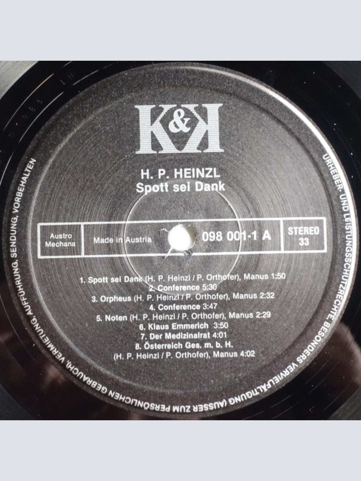 Vinyl / Hans Peter Heinzl - Spott Sei Dank - Live