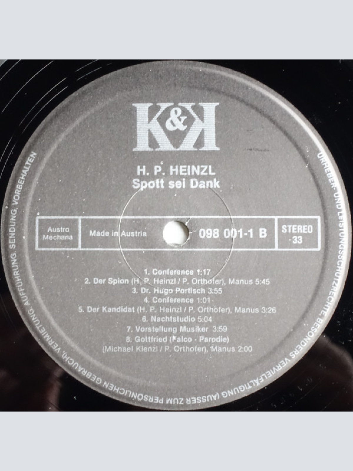 Vinyl / Hans Peter Heinzl - Spott Sei Dank - Live