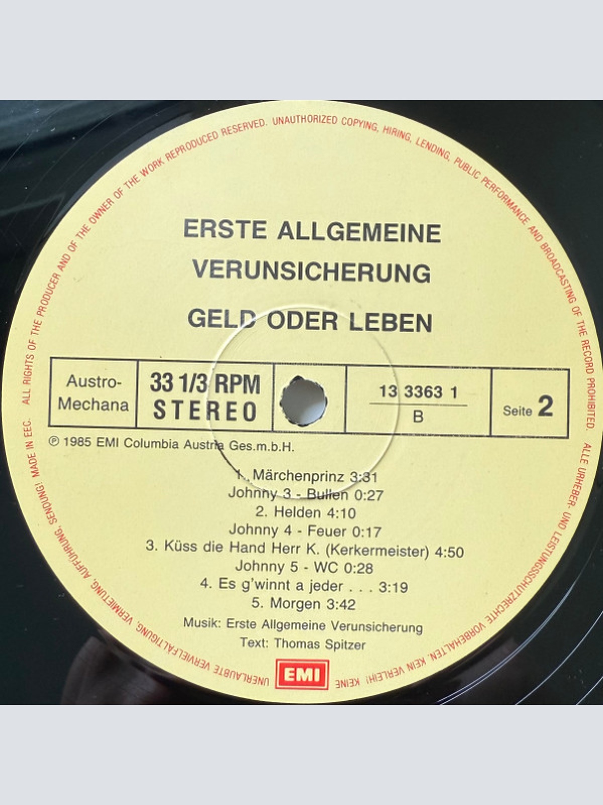 Vinyl / Erste Allgemeine Verunsicherung* - Geld Oder Leben!