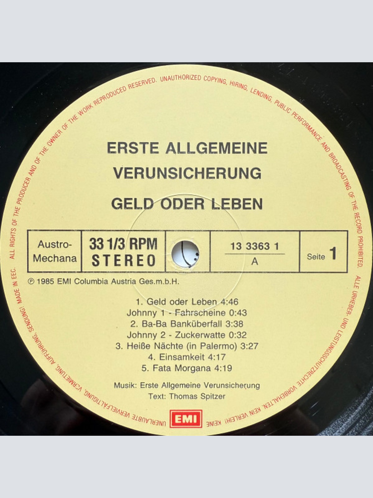 Vinyl / Erste Allgemeine Verunsicherung* - Geld Oder Leben!