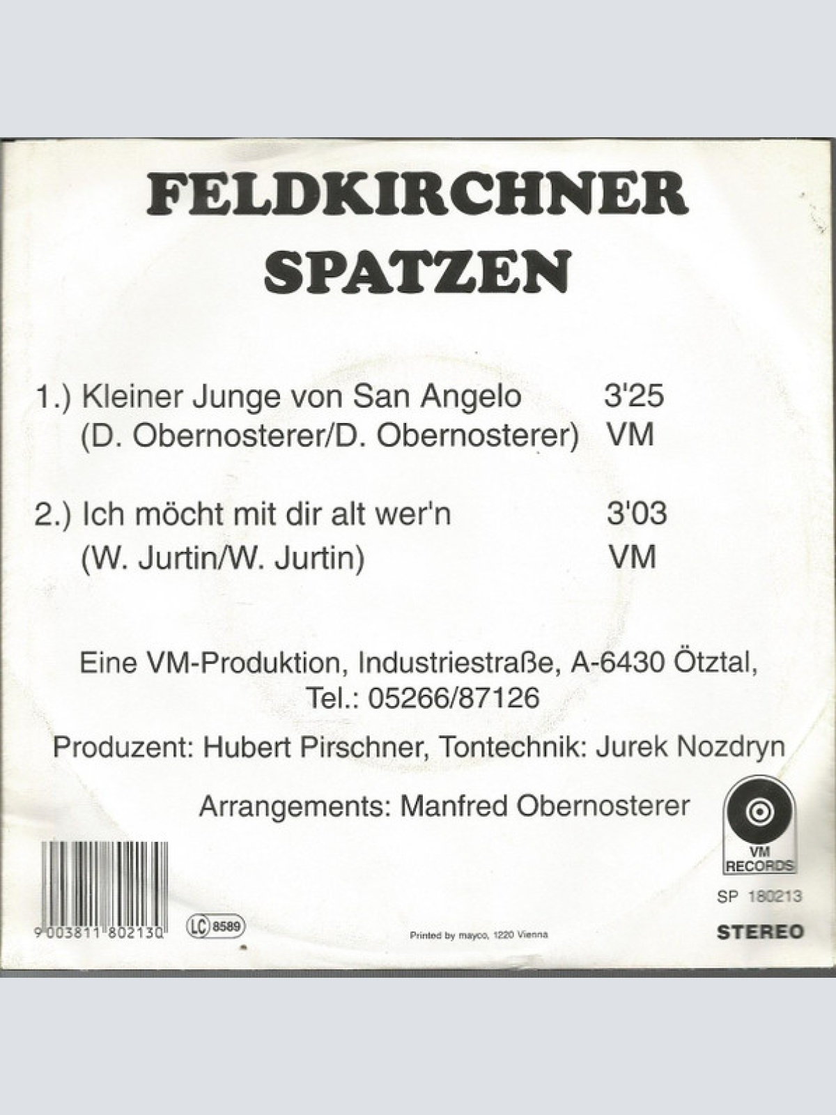 Vinyl / Feldkirchner Spatzen - Kleiner Junge Von San Angelo