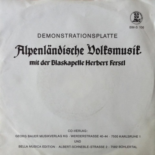 Vinyl / Blaskapelle Herbert Ferstl - Alpenländische Volksmusik - Demonstrationsplatte