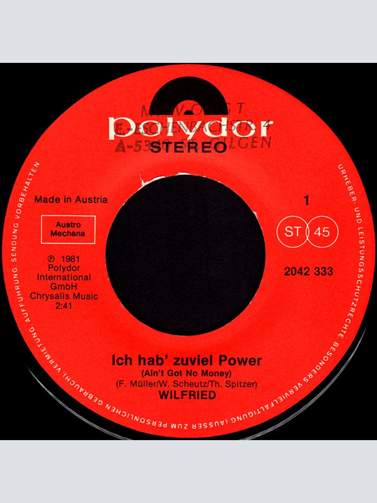 Vinyl / Wilfried - Ich Hab Zuviel Power / Pink Punk
