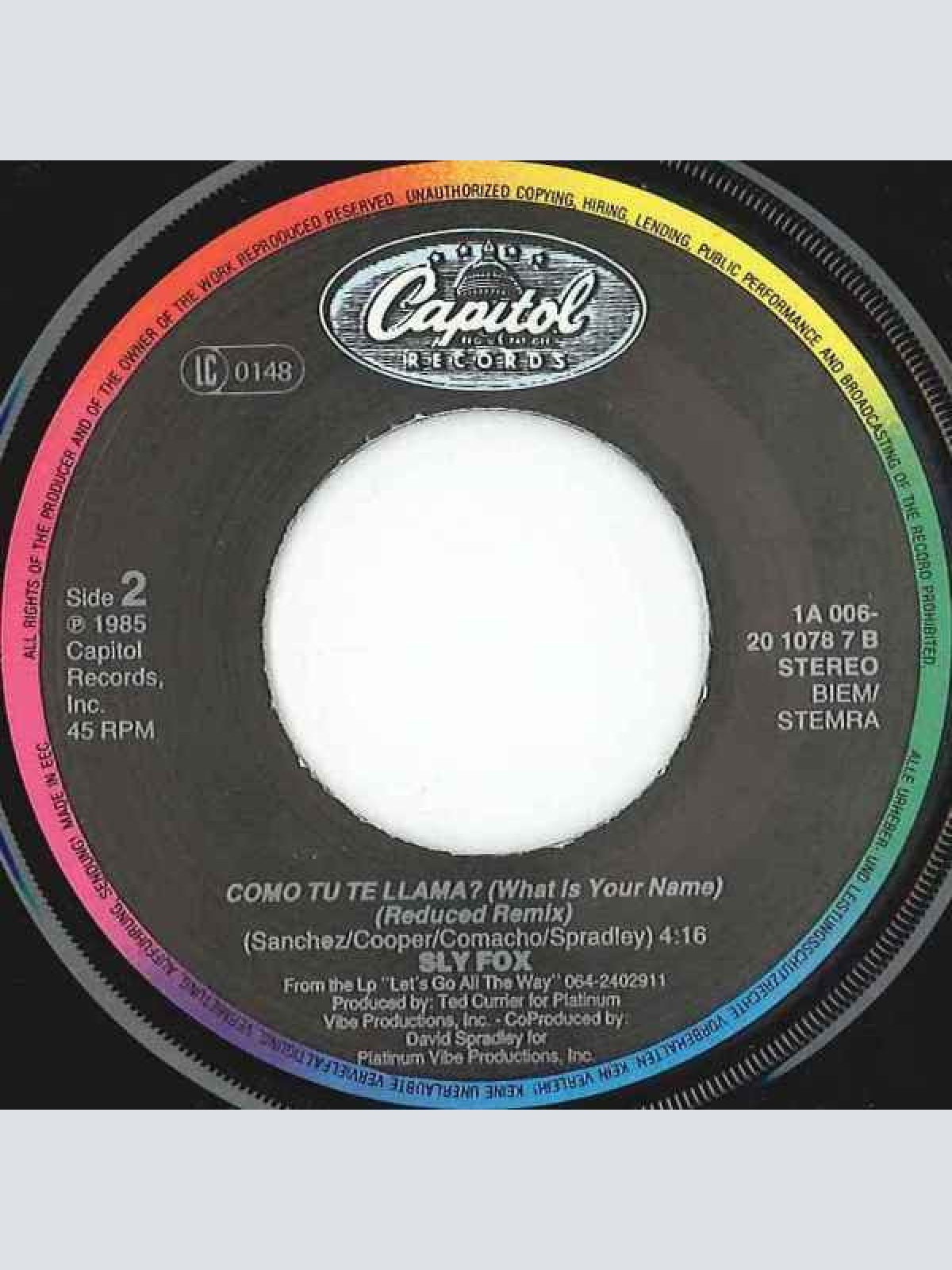 Vinyl / Sly Fox - Let's Go All The Way