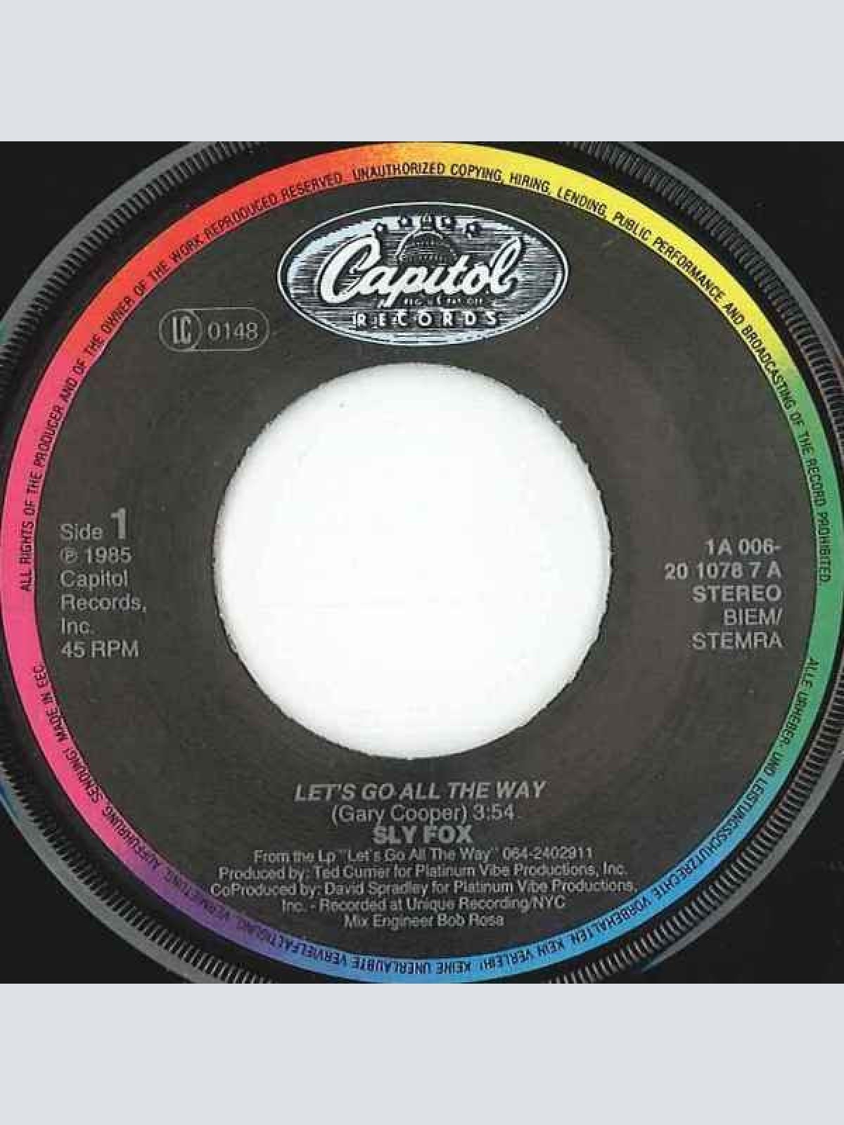 Vinyl / Sly Fox - Let's Go All The Way