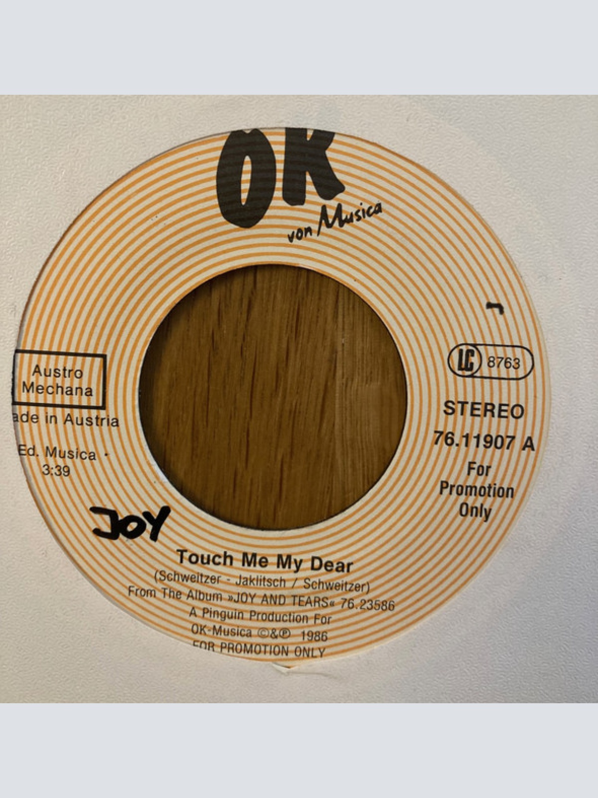 Vinyl / Joy (9) - Touch Me My Dear